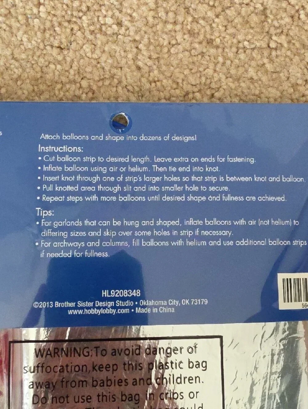 Hobby Lobby Red, Blue & White 4th of July Balloon Arch Kit & Square Balloons